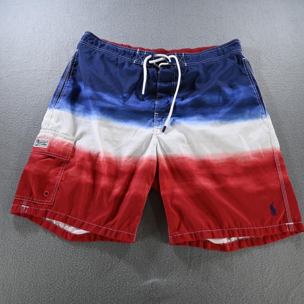 Polo Ralph Lauren Mens Ombre Americana Swim Trunks XXL Red White Blue USA